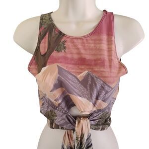 Yoga Democracy Ready or Knot Tank Top Small Desert Sandstone Canyon Print Tie